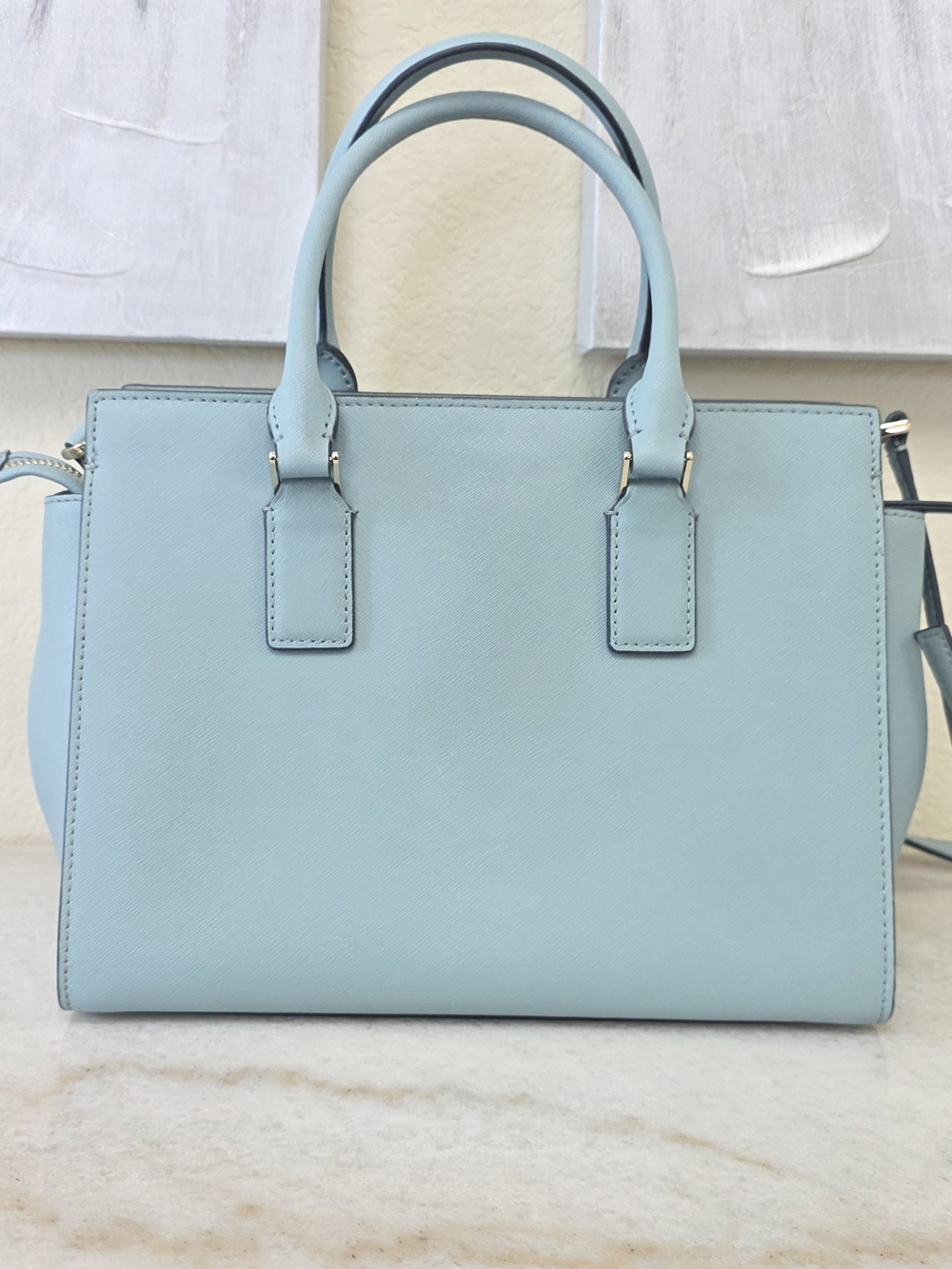 Kate Spade Cameron Medium Satchel Seaside Light Blue Saffiano Leather - Picture 3 of 16